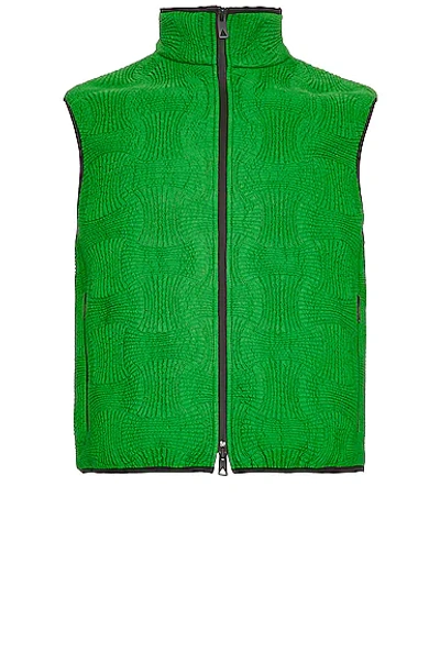 Bottega Veneta Intreccio Funnel-neck Regular-fit Woven Gilet In Green