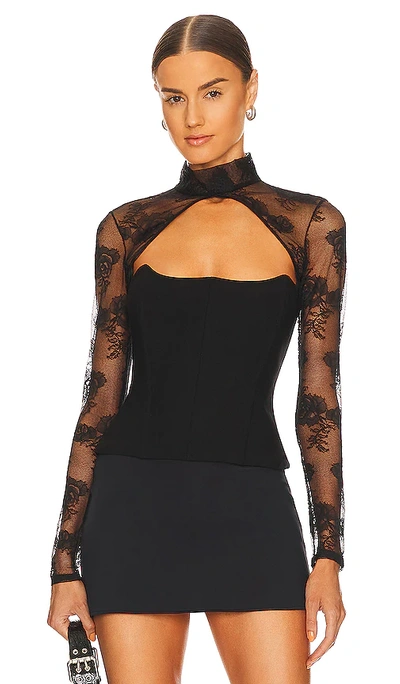 Fleur Du Mal Bouquet Lace Shrug In Black