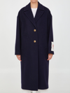 Golden Goose Single-breasted Long Coat In Virgin Wool In Blue