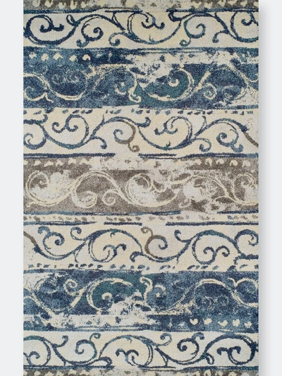 Addison Rugs Addison Blair Transitional Stripe Scroll Area Rug In Blue