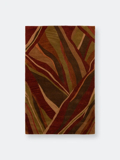 Addison Rugs Addison Marlow Contemporary Striped Russet Area Rug In Red