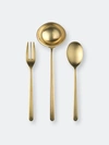Mepra 3 Pcs Serving Set (fork Spoon And Ladle) Linea Ice Oro