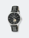 Gevril Men's Mulberry Open Heart & Exhibition Back Stainless Steel & Leather-strap Watch In Black