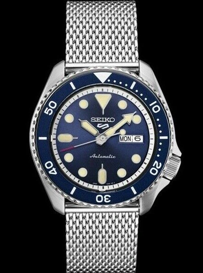 Pre-owned Seiko 5 Sports Srpd71p9 Blue Dial Automatic (warranty & Fedex 2 Day)