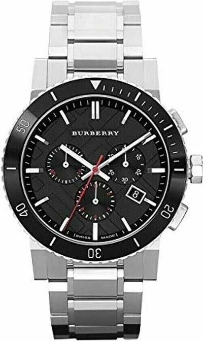 Pre-owned Burberry Brand  Bu9380 Stainless Steel Black Dial Chronograph Men's Watch