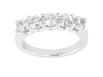 Pre-owned Jewelwesell 5stone 0.50ctw Diamond Wedding Band Ring Platinum Round Brilliant Cut F Vs1