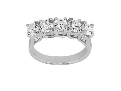 Pre-owned Jewelwesell 5stone 1.50ct Diamond Wedding Band Ring 14k White Gold Round G-h I1 Prong Set In Gh