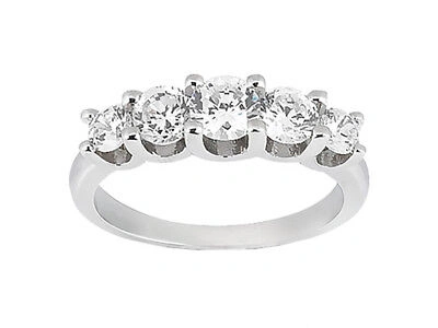 Pre-owned Jewelwesell Natural 0.62ct Diamond Wedding Band Ring 10k White Gold Round Brilliant Jk I1-i2