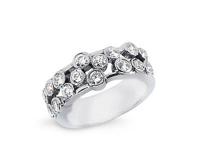Pre-owned Jewelwesell 1.07ct Diamond Wedding Band Ring 10k White Gold Round Brilliant Bezel Jk I1-i2