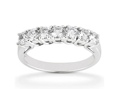 Pre-owned Jewelwesell Natural 1.05ct Diamond Wedding Band Ring 14k White Gold Round I Si2 Prong Set