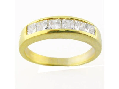 Pre-owned Jewelwesell 0.50ct Diamond Wedding Band Ring 14k Yellow Gold Princess Cut Channel Gh I1