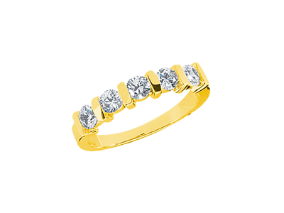 Pre-owned Jewelwesell Real 0.50ct Diamond Wedding Band Ring 14kt Yellow Gold Round I Si2 Bar Set