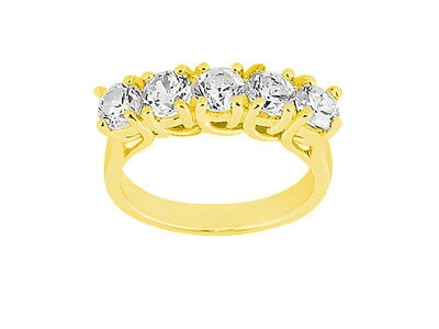 Pre-owned Jewelwesell 5stone 0.50ct Diamond Wedding Band Ring 14kt Yellow Gold Round Cut I Si2 Prong