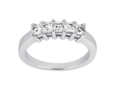 Pre-owned Jewelwesell 5stone 0.50ct Diamond Wedding Band Ring 10k Gold Princess Cut I Si2 Shared Prong