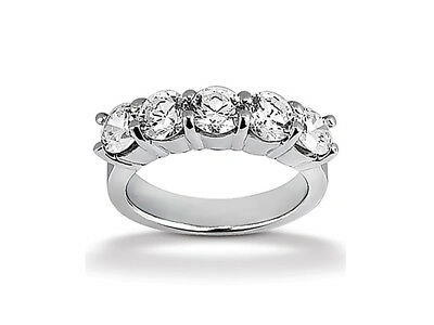 Pre-owned Jewelwesell 5stone 1.50ct Diamond Wedding Band Ring 10k White Gold G-h I1 Channel Setting In Gh