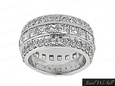 Pre-owned Jewelwesell 2.70ct Princess Round Diamond 3row Eternity Wedding Band Ring 18k White Gold Si2 In H
