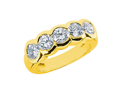 Pre-owned Jewelwesell Natural 0.75ct Diamond Wedding Band Ring 14k Yellow Gold Round Si1 Bezel Set