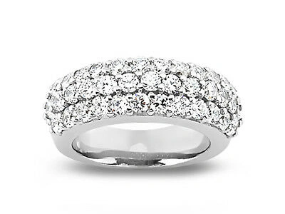 Pre-owned Jewelwesell 1.55ct Diamond Wedding Band Ring 10k White Gold Round Brilliant Prong Jk I1-i2
