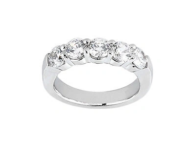 Pre-owned Jewelwesell 5stone 1.0ct Diamond Wedding Band Ring 10k White Gold Round Jk I1-i2 Prong Set