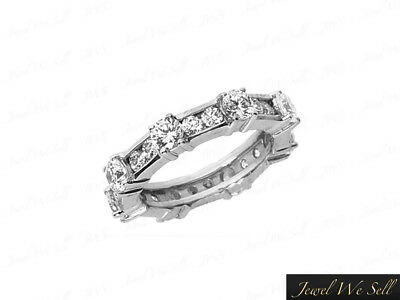 Pre-owned Jewelwesell 1.90ct Diamond Alternating Wedding Eternity Band Ring 10k White Gold I Si2 Prong