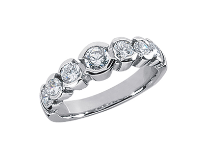 Pre-owned Jewelwesell Real 1.03ct Diamond Wedding Band Ring 10k White Gold Round Jk I1-i2 Bezel Set