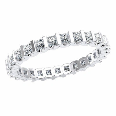 Pre-owned Jewelwesell 1.40ct Princess Diamond U-prong Eternity Anniversary Band Ring 10k Gold Gh I1