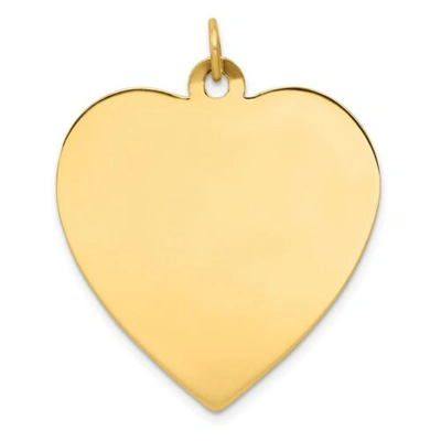 Pre-owned Accessories & Jewelry 14k Yellow Gold 33mm X 28mm Large Plain Engravable Heart Disc Charm