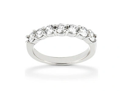 Pre-owned Jewelwesell 7stone Si1 0.70ct Diamond Wedding Band Ring 18k White Gold Round Brilliant Cut