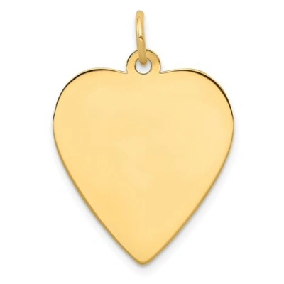 Pre-owned Accessories & Jewelry 14k Yellow Gold 27mm X 21mm Large Plain Engravable Heart Disc Charm