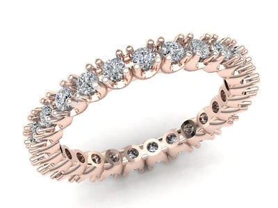 Pre-owned Jewelwesell 0.75ct Round Diamond U-prong Eternity Anniversary Band Ring 14k Rose Gold I Si2