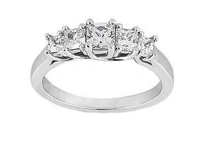 Pre-owned Jewelwesell Real I Si2 1.20ct Diamond Anniversary Band Ring 14karat White Gold Princess Cut