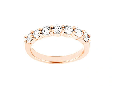 Pre-owned Jewelwesell 7stone 0.35ct Diamond Wedding Band Ring 14k Rose Gold Round Brilliant Cut I Si2
