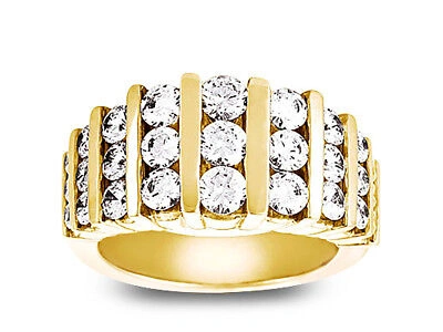 Pre-owned Jewelwesell Genuine 2.13ct Diamond Wedding Band Ring 10k Yellow Gold Round G-h I1 Channel In Gh