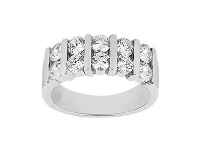 Pre-owned Jewelwesell 0.50ct Diamond Wedding Band Ring 18k White Gold Round Cut Channel Setting Si1