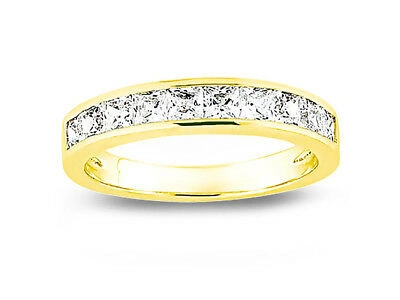 Pre-owned Jewelwesell 1ct Diamond Wedding Band Ring 14k Yellow Gold Princess Cut Channel Setting H Si2