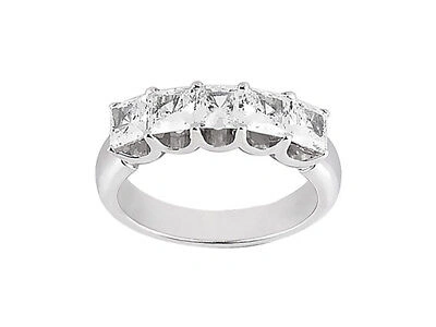 Pre-owned Jewelwesell 5stone 2.50ct Diamond Wedding Band Ring 18k White Gold Princess Cut I Si2 Prong
