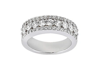 Pre-owned Jewelwesell Genuine 0.96ct Diamond Wedding Band Ring 10k White Gold Round I Si2 Prong Set