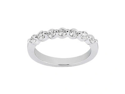 Pre-owned Jewelwesell 7stone 0.70ct Diamond Wedding Band Ring Platinum Round Brilliant Cut F Vs1 Prong