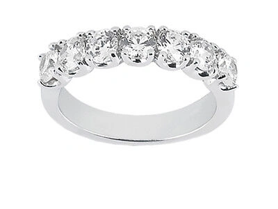 Pre-owned Jewelwesell 7stone 1.40ct Diamond Wedding Band Ring U Prong 10k White Gold Round G-h I1 In Gh