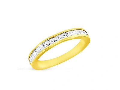 Pre-owned Jewelwesell 0.90ct Diamond Wedding Band Ring 14k Yellow Gold Princess Cut Channel Set I Si2