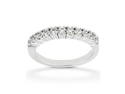 Pre-owned Jewelwesell 11stone 0.55ct Diamond Wedding Band Ring 14k White Gold Round I Si2 Prong Set