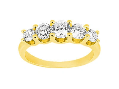 Pre-owned Jewelwesell 5stone 1.03ct Diamond Wedding Band Ring 10k Yellow Gold Round Brilliant Jk I1-i2