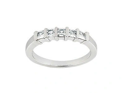 Pre-owned Jewelwesell 5stone 0.30ct Diamond Wedding Band Ring Platinum Princess Cut H Si2 Channel Set