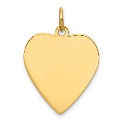 Pre-owned Accessories & Jewelry 14k Yellow Gold 24mm X 20mm Medium Plain Engravable Heart Disc Charm