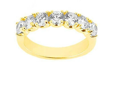 Pre-owned Jewelwesell Real 0.49ct Diamond Wedding Band Ring 14k Yellow Gold Round Brilliant Cut Si1