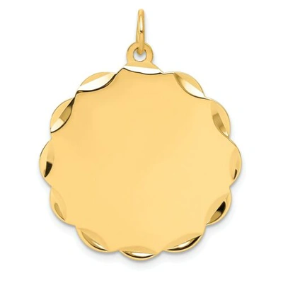 Pre-owned Accessories & Jewelry 14k Yellow Gold Medium 26mm Plain Engravable Scalloped Disc Charm