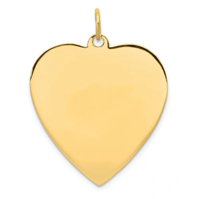 Pre-owned Accessories & Jewelry 14k Yellow Gold 30mm X 24mm Large Plain Engravable Heart Disc Charm