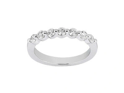 Pre-owned Jewelwesell Natural 0.35ct Diamond Wedding Band Ring 10k White Gold Round G-h I1 Prong In Gh