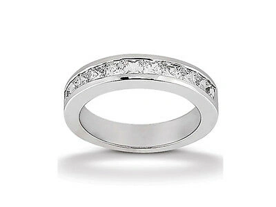 Pre-owned Jewelwesell 11stone 0.33ct Diamond Wedding Band Ring Platinum Princess Cut H Si2 Channel