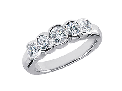 Pre-owned Jewelwesell 5stone 0.74ct Diamond Wedding Band Ring Stack Platinum Round H Si2 Bezel Setting